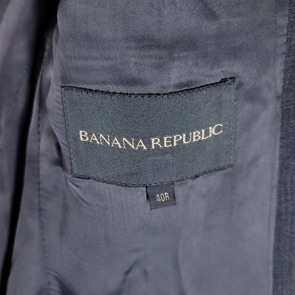 Banana Republic Suit Jacket Mens 40R Gray Wool Stretch Made In Italy Wedding